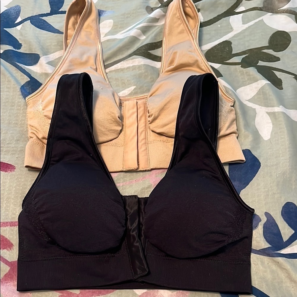 2 Bamboo front clip support bras.